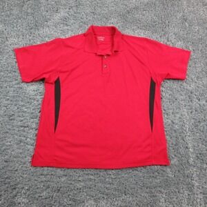 PGA Tour Polo Shirt Mens 2XL Red Black Golf Performance Moisture Wicking Raglan